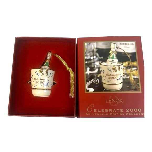 vtg y2k Lenox 2000 Millennium Ornament Korbel Brut Champagne New Year Eve 1999‎ - Picture 1 of 7